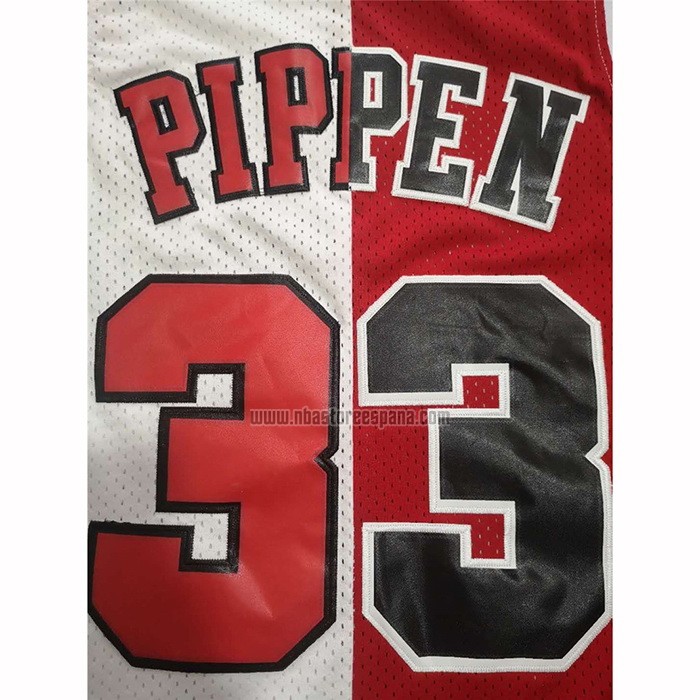 Camiseta Chicago Bulls Scottie Pippen NO 33 Mitchell & Ness Rojo Blanco